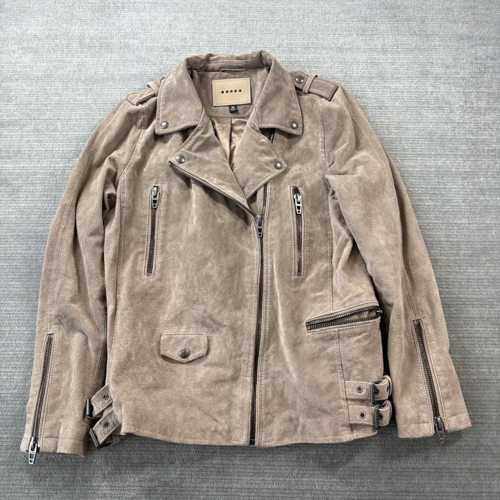 BlankNYC‎  Leather Moto Jacket Women M Tan Suede Oversized Full Zip Western